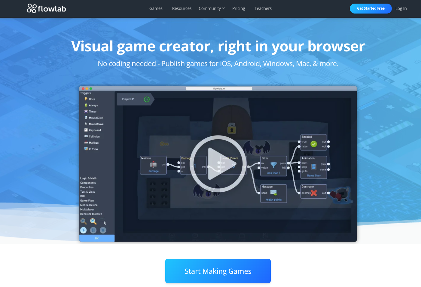 Flowlab homepage screenshot